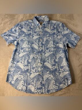 Tommy Bahama Button Up Shirt Victoria Blue Floral Mens M Blue Cotton Tropical